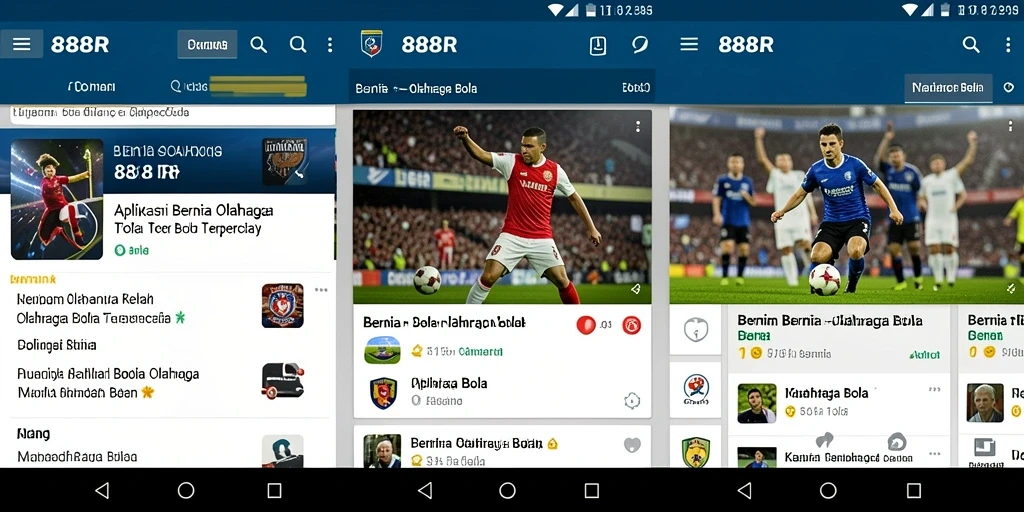 Tampilan antarmuka aplikasi 888R dengan berita olahraga bola terbaru.