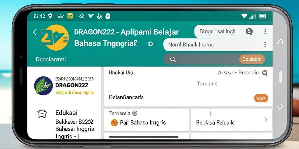 Tampilan antarmuka aplikasi DRAGON222 untuk belajar bahasa Inggris.