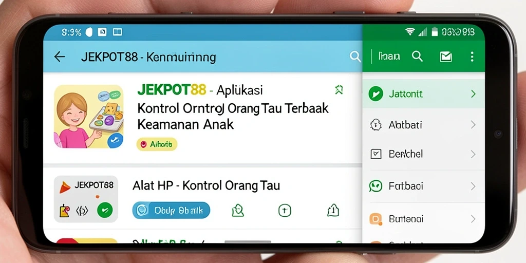 Screenshot tampilan utama JEKPOT88 yang menunjukkan kontrol orang tua.