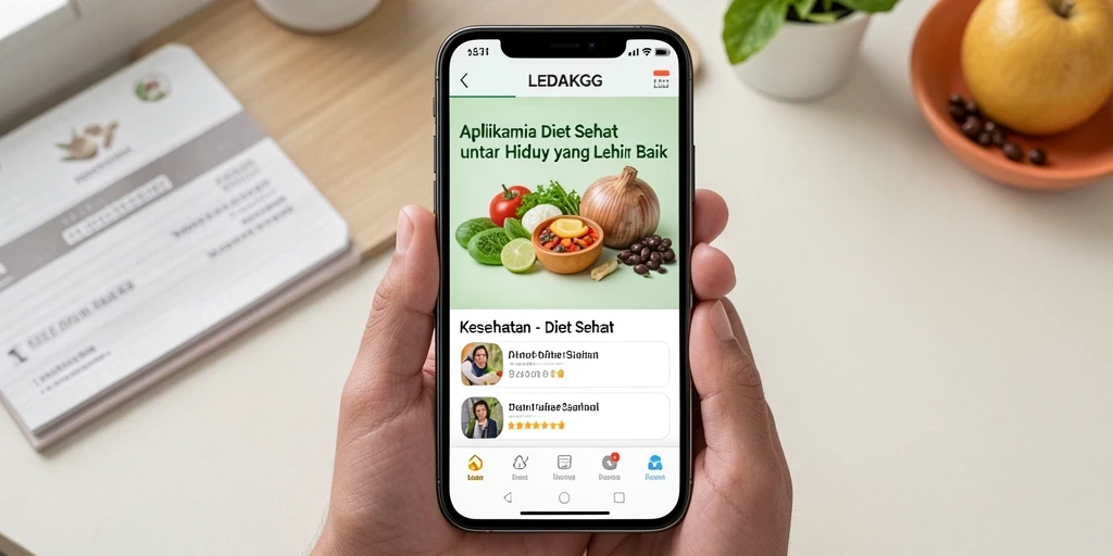 Tampilan antarmuka aplikasi LEDAKGG untuk Diet Sehat.