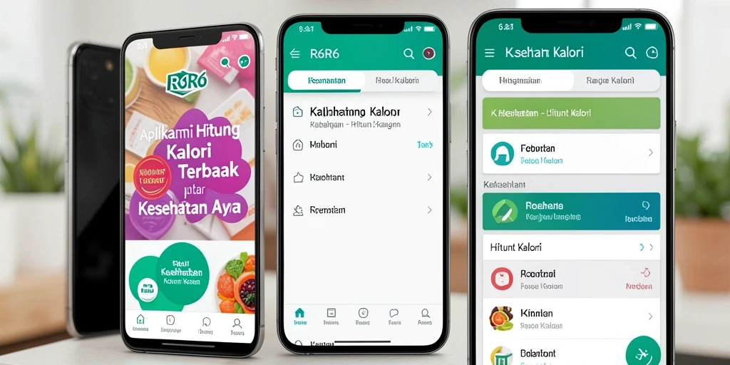 Antarmuka R6R6 menampilkan grafik kalori dan kemajuan pengguna.