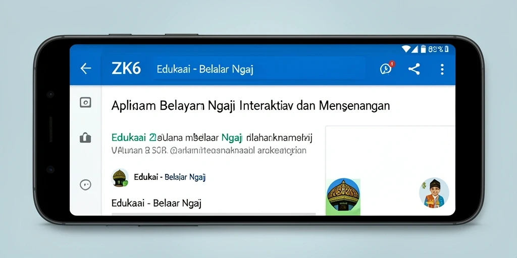 Tampilan antarmuka aplikasi ZK6 yang user-friendly untuk belajar ngaji.