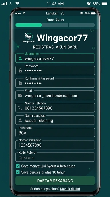 Cara Mudah Daftar Akun wingacor77 untuk Android